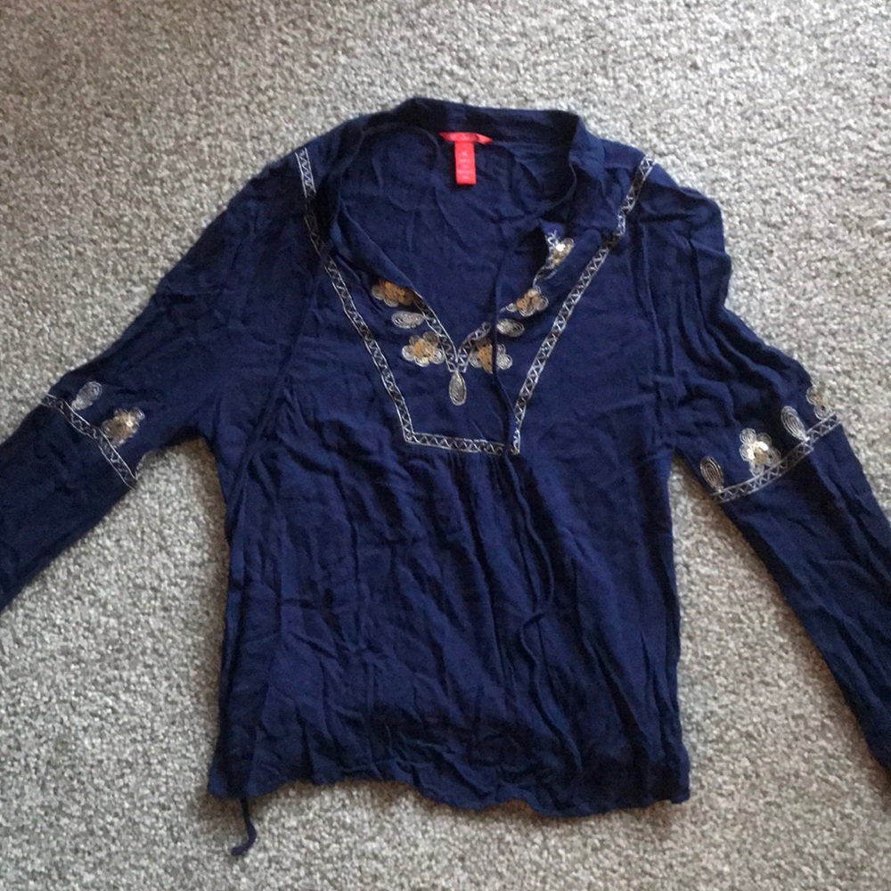 Blue long sleeve sequin shirt Chelsea & violet